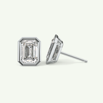 1 TCW Emerald Bezel Lab-Grown Diamond Stud Earrings 18