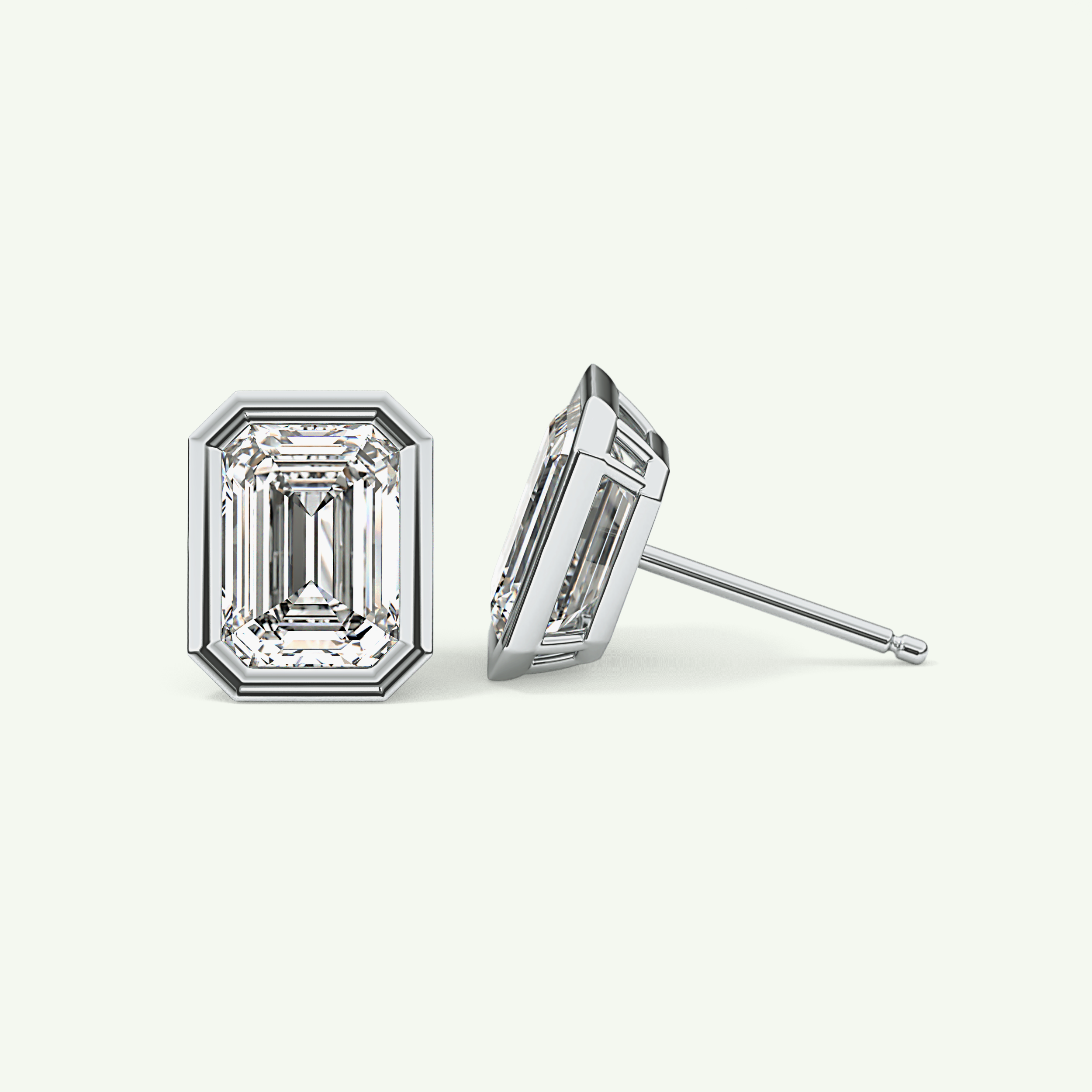 1 TCW Emerald Bezel Lab-Grown Diamond Stud Earrings 18