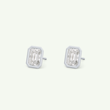 1 TCW Emerald Bezel Lab-Grown Diamond Stud Earrings 20