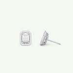1 TCW Emerald Bezel Lab-Grown Diamond Stud Earrings 21