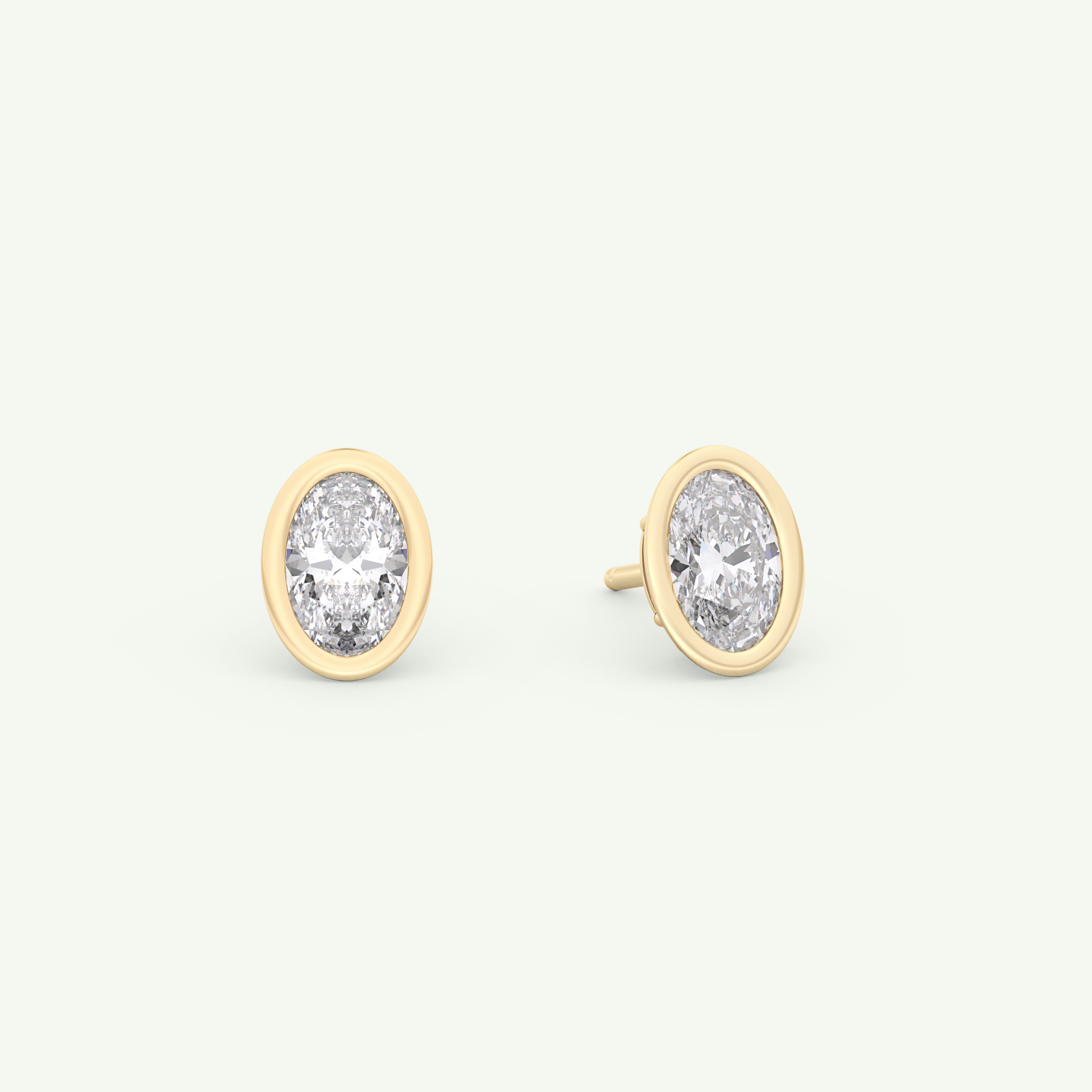 1 TCW Oval Bezel Lab-Grown Diamond Stud Earrings 1
