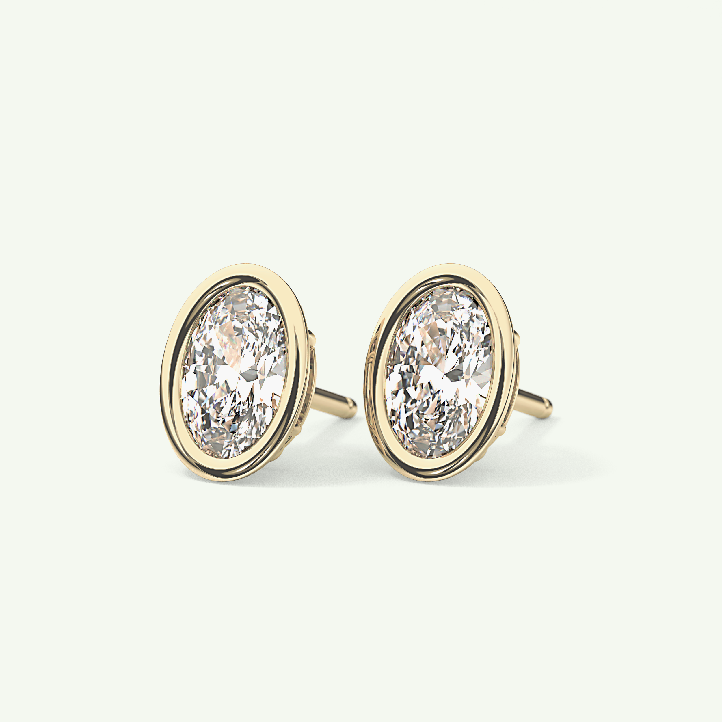 1 TCW Oval Bezel Lab-Grown Diamond Stud Earrings 3