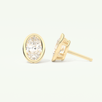 1 TCW Oval Cut Moissanite Bezel Stud Earrings in Gold