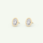1 TCW Oval Bezel Lab-Grown Diamond Stud Earrings 6