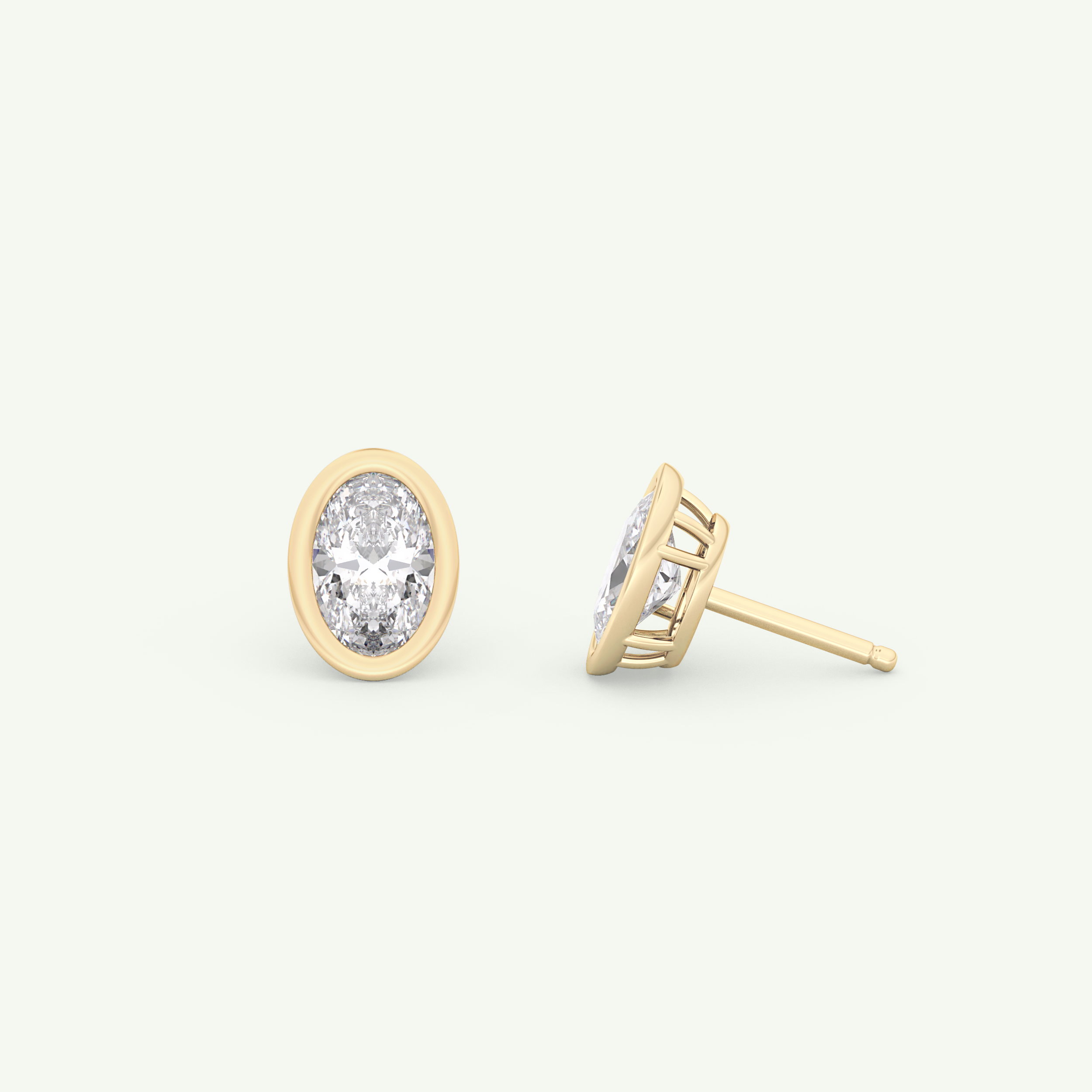1 TCW Oval Bezel Lab-Grown Diamond Stud Earrings 7