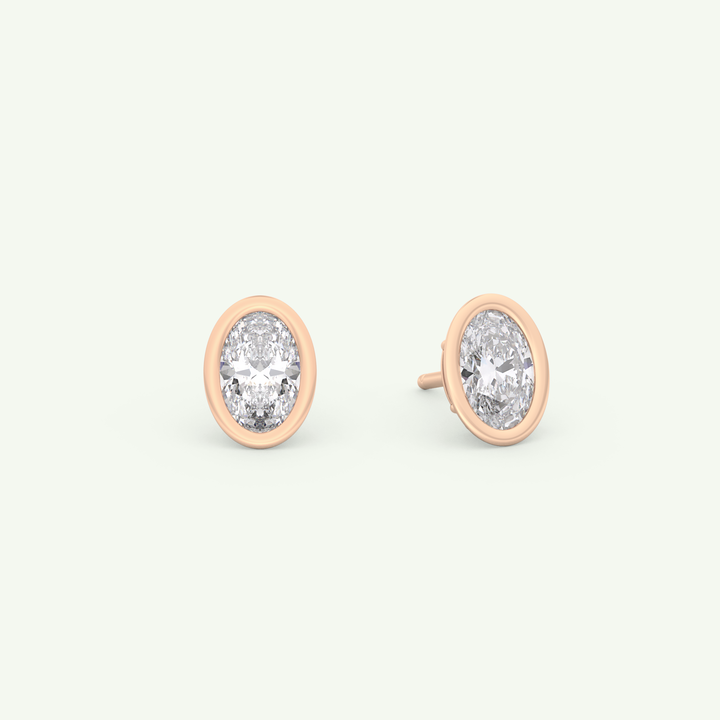 1 TCW Oval Bezel Lab-Grown Diamond Stud Earrings 8