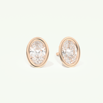 1 TCW Oval Cut Moissanite Bezel Stud Earrings in Gold