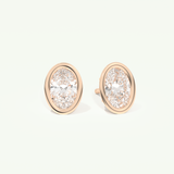 1 TCW Oval Cut Moissanite Bezel Stud Earrings in Gold