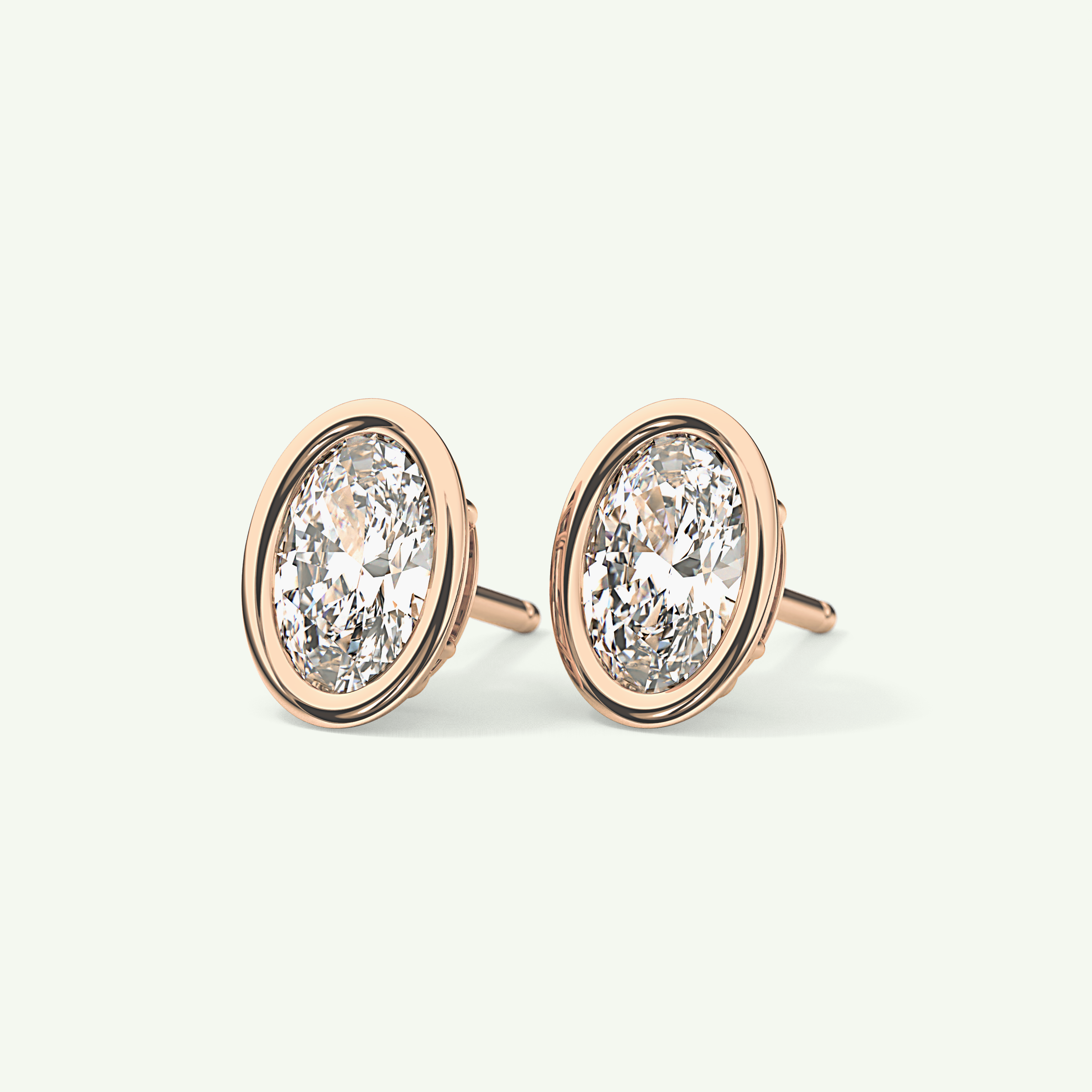 1 TCW Oval Bezel Lab-Grown Diamond Stud Earrings 10