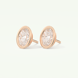 1 TCW Oval Bezel Lab-Grown Diamond Stud Earrings