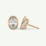 1 TCW Oval Bezel Lab-Grown Diamond Stud Earrings 11