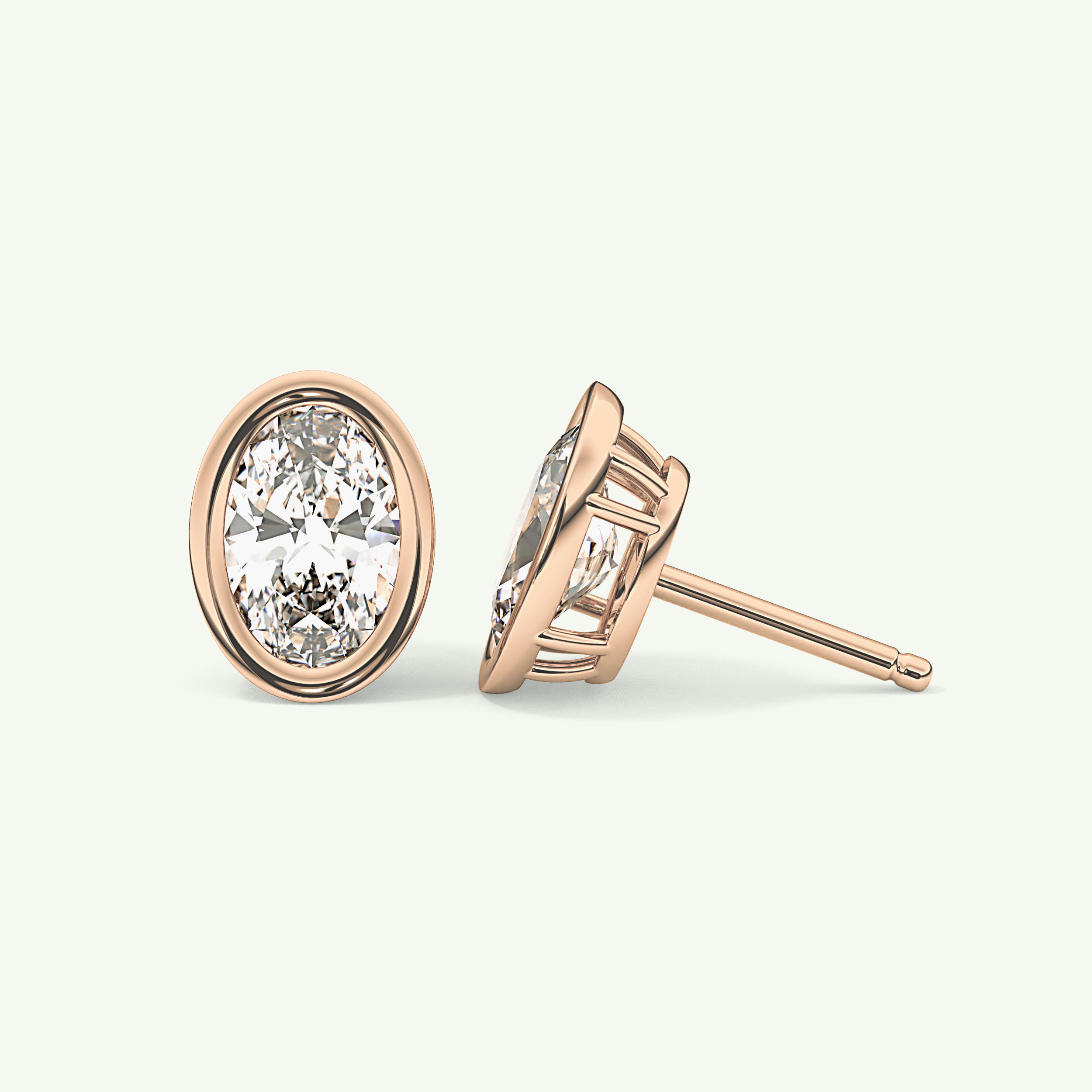 1 TCW Oval Bezel Lab-Grown Diamond Stud Earrings 11