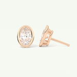 1 TCW Oval Cut Moissanite Bezel Stud Earrings in Gold