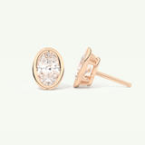 1 TCW Oval Cut Moissanite Bezel Stud Earrings in Gold