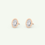 1 TCW Oval Bezel Lab-Grown Diamond Stud Earrings 13