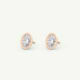 1 TCW Oval Bezel Lab-Grown Diamond Stud Earrings 13