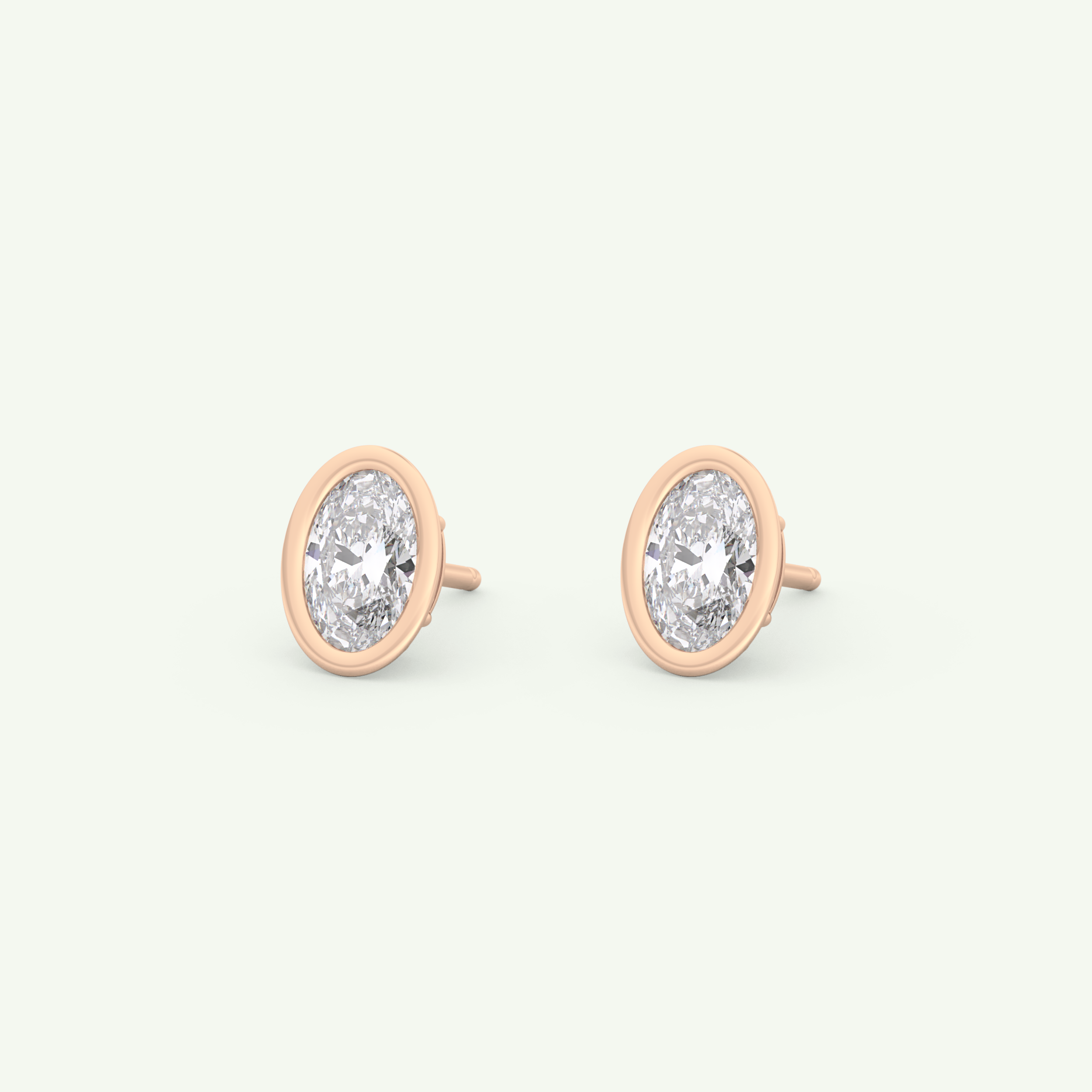 1 TCW Oval Bezel Lab-Grown Diamond Stud Earrings 13
