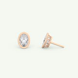 1 TCW Oval Bezel Lab-Grown Diamond Stud Earrings 14