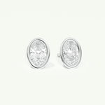 1 TCW Oval Cut Moissanite Bezel Stud Earrings in Gold