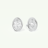 1 TCW Oval Cut Moissanite Bezel Stud Earrings in Gold