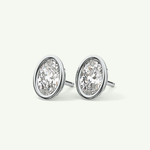 1 TCW Oval Bezel Lab-Grown Diamond Stud Earrings 17