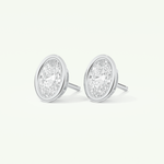 1 TCW Oval Cut Moissanite Bezel Stud Earrings in Gold