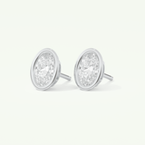 1 TCW Oval Cut Moissanite Bezel Stud Earrings in Gold