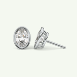 1 TCW Oval Bezel Lab-Grown Diamond Stud Earrings 18
