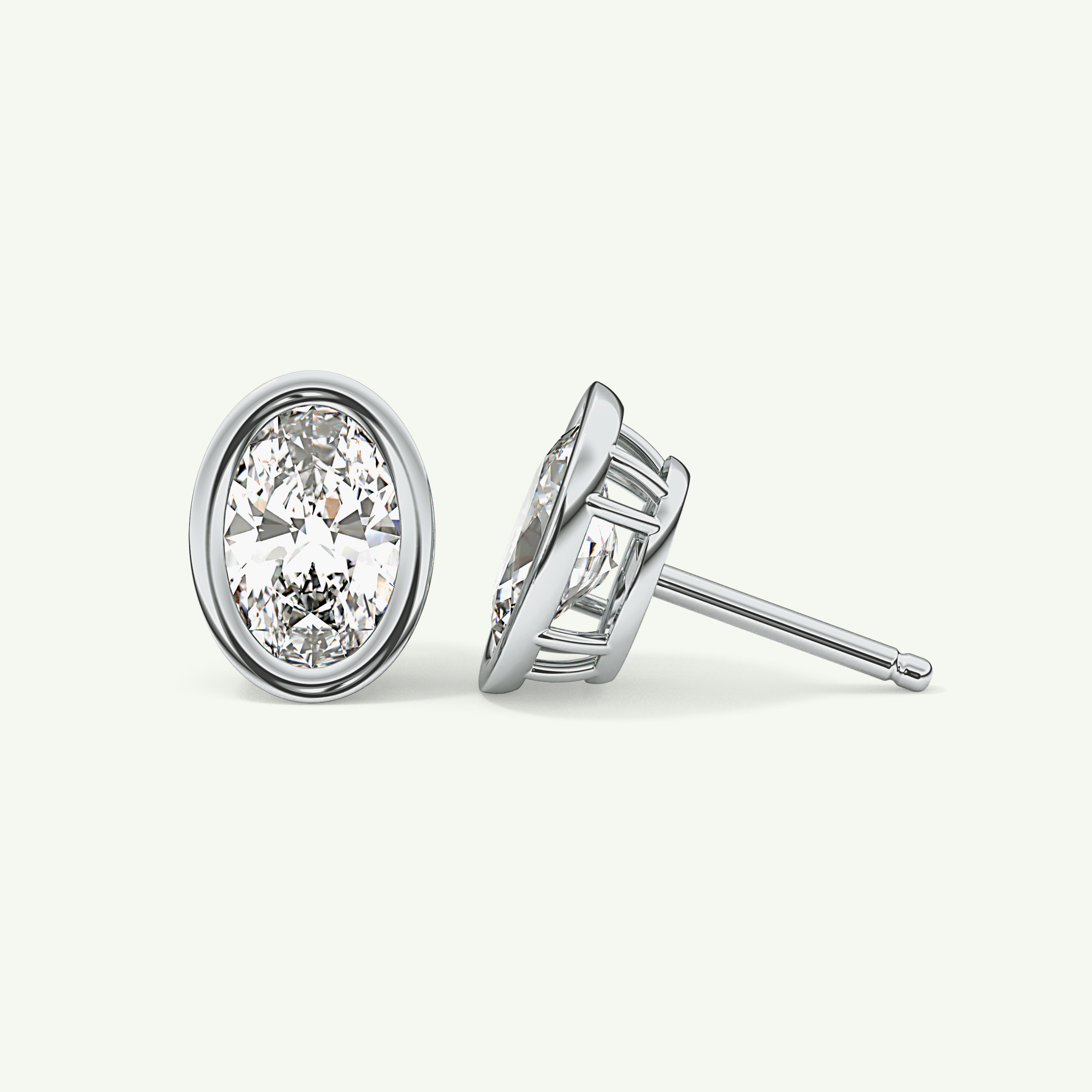1 TCW Oval Bezel Lab-Grown Diamond Stud Earrings 18