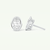 1 TCW Oval Bezel Lab-Grown Diamond Stud Earrings