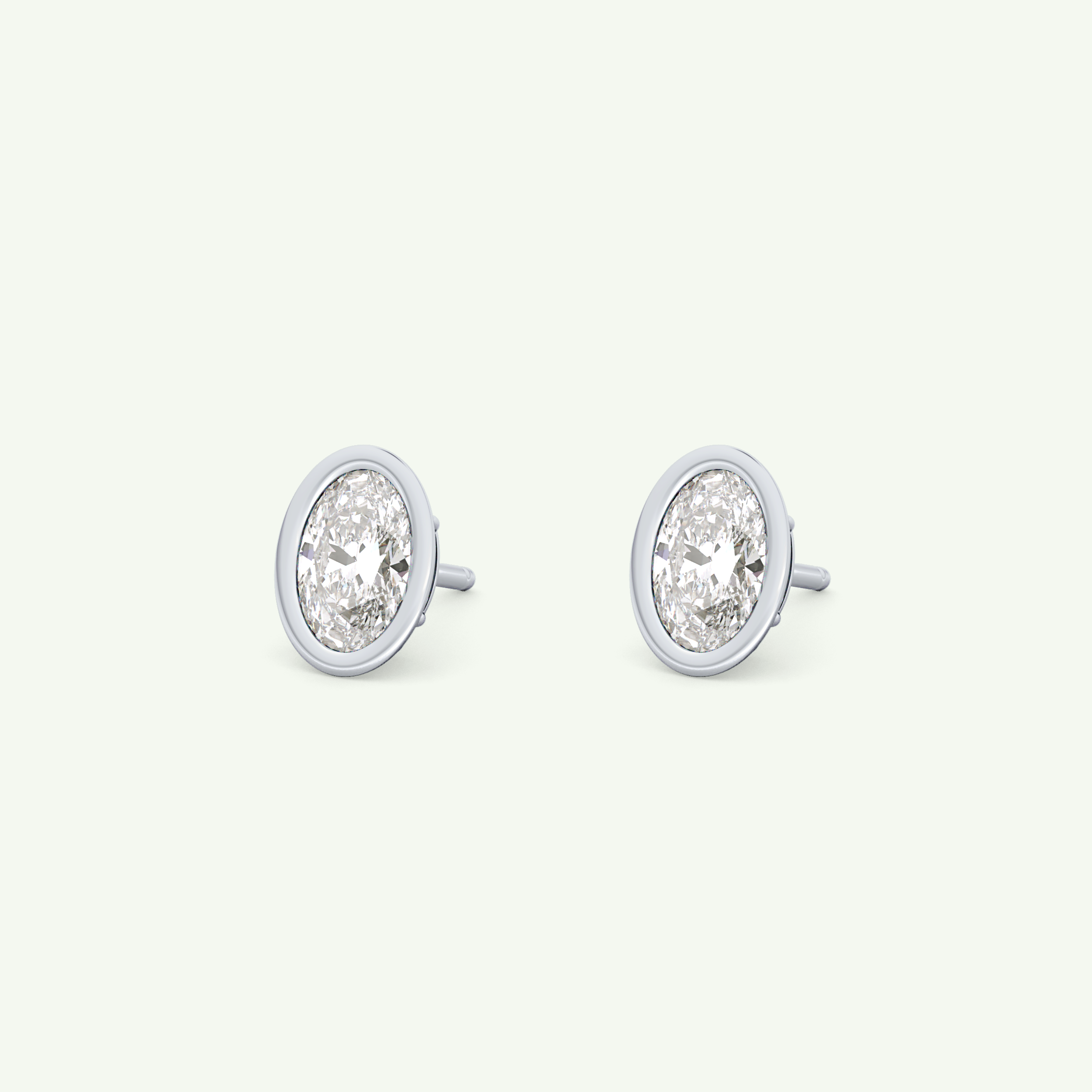 1 TCW Oval Bezel Lab-Grown Diamond Stud Earrings 20