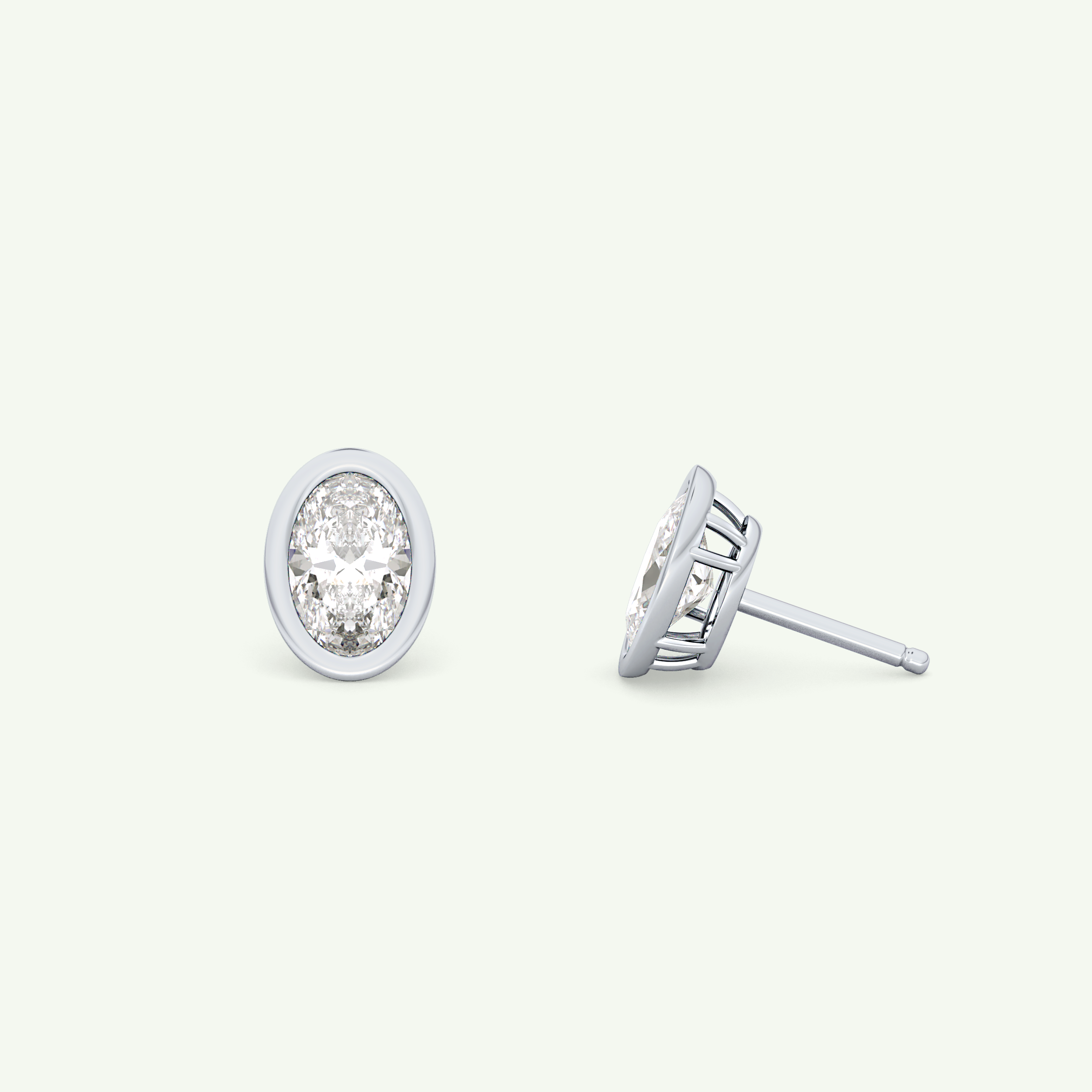 1 TCW Oval Bezel Lab-Grown Diamond Stud Earrings 21