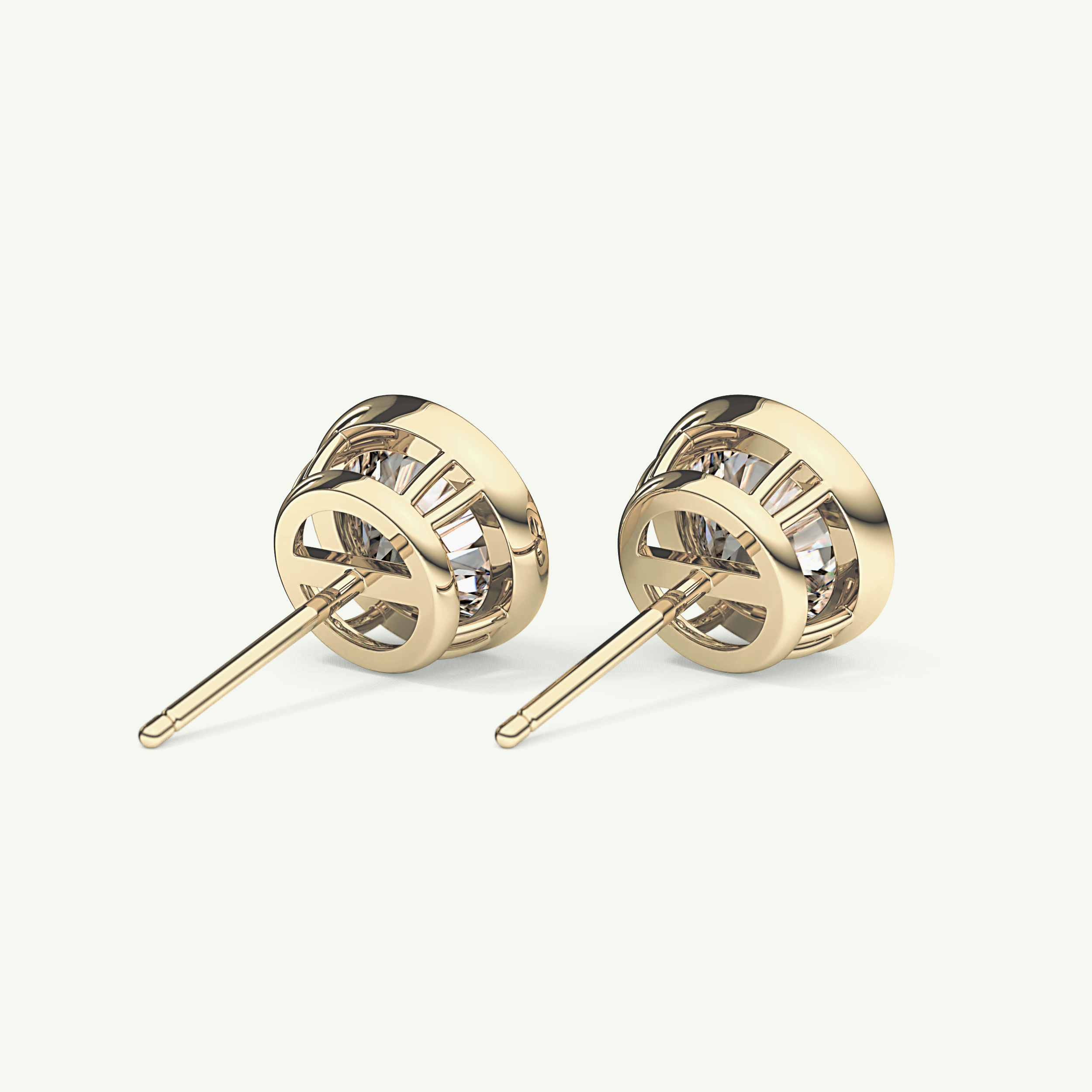 1 TCW Round Bezel Lab-Grown Diamond Stud Earrings 2