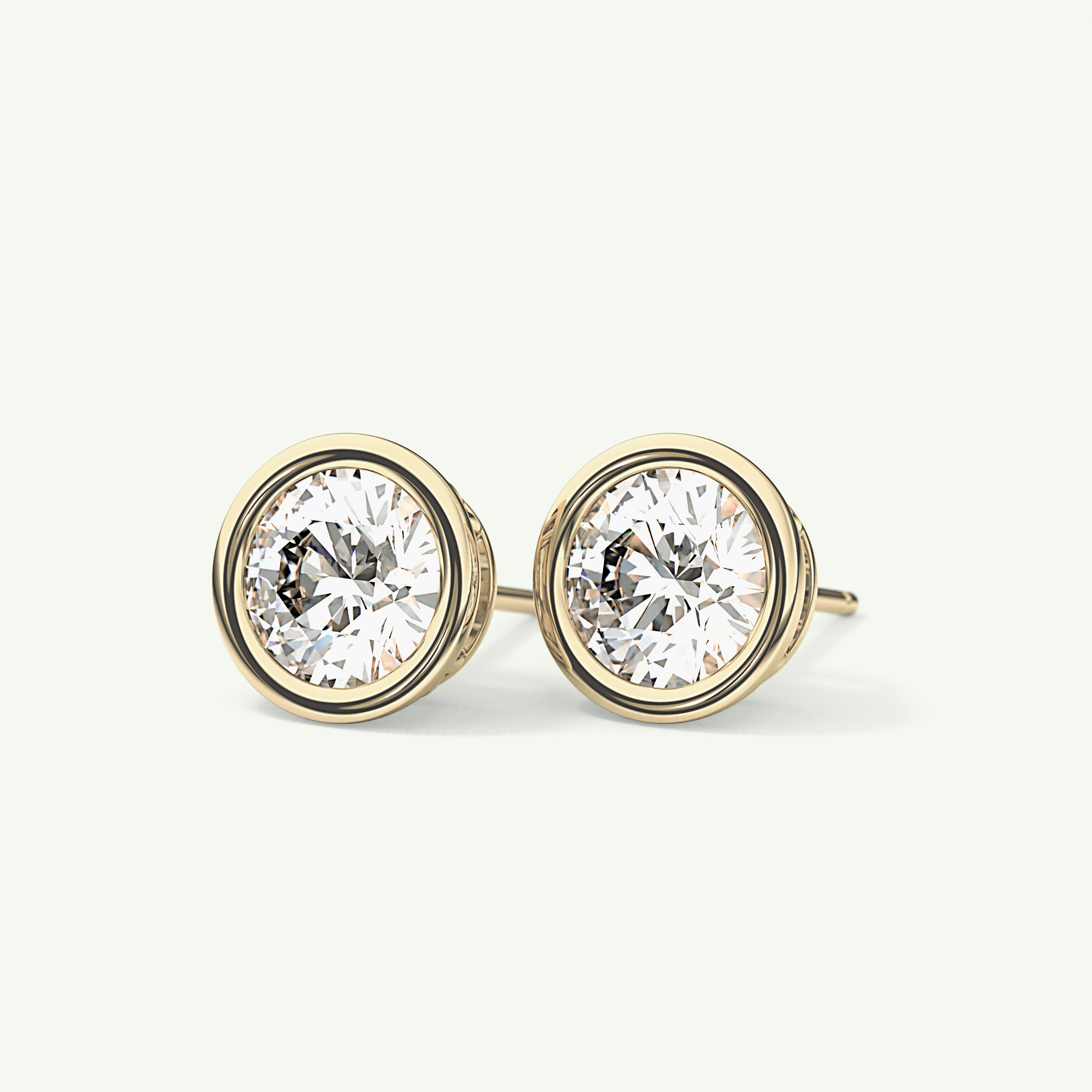 1 TCW Round Bezel Lab-Grown Diamond Stud Earrings 3