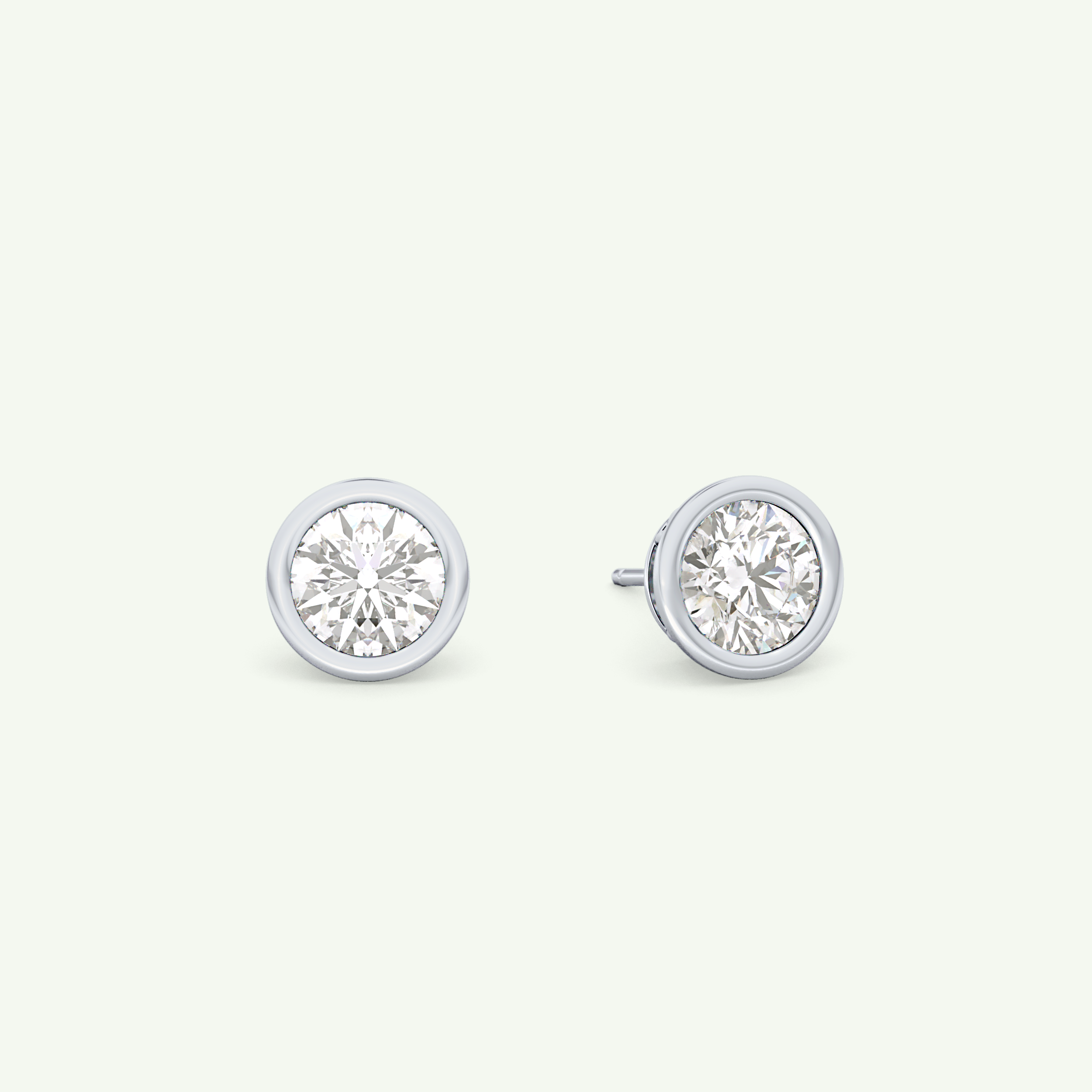 1 TCW Round Bezel Lab-Grown Diamond Stud Earrings 15