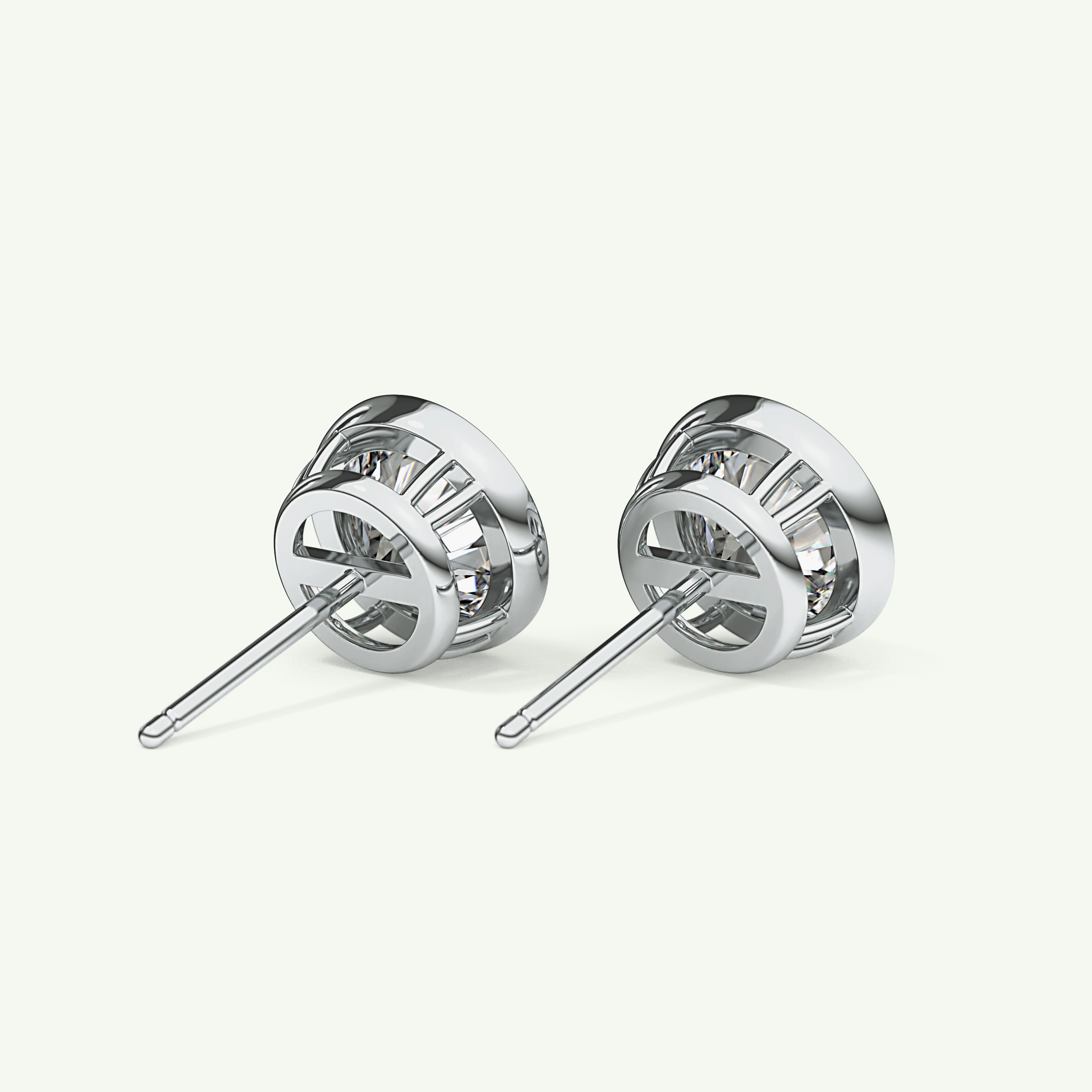 1 TCW Round Bezel Lab-Grown Diamond Stud Earrings 16