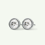 1 TCW Round Bezel Lab-Grown Diamond Stud Earrings 17