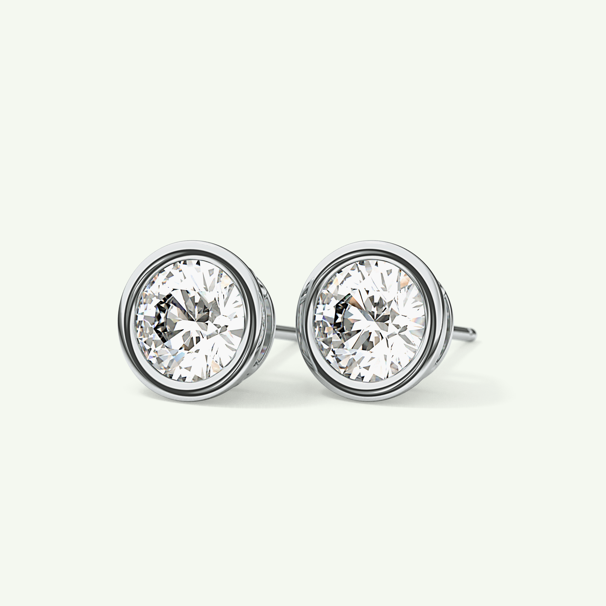 1 TCW Round Bezel Lab-Grown Diamond Stud Earrings 17