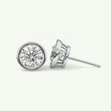 1 TCW Round Bezel Lab-Grown Diamond Stud Earrings 18