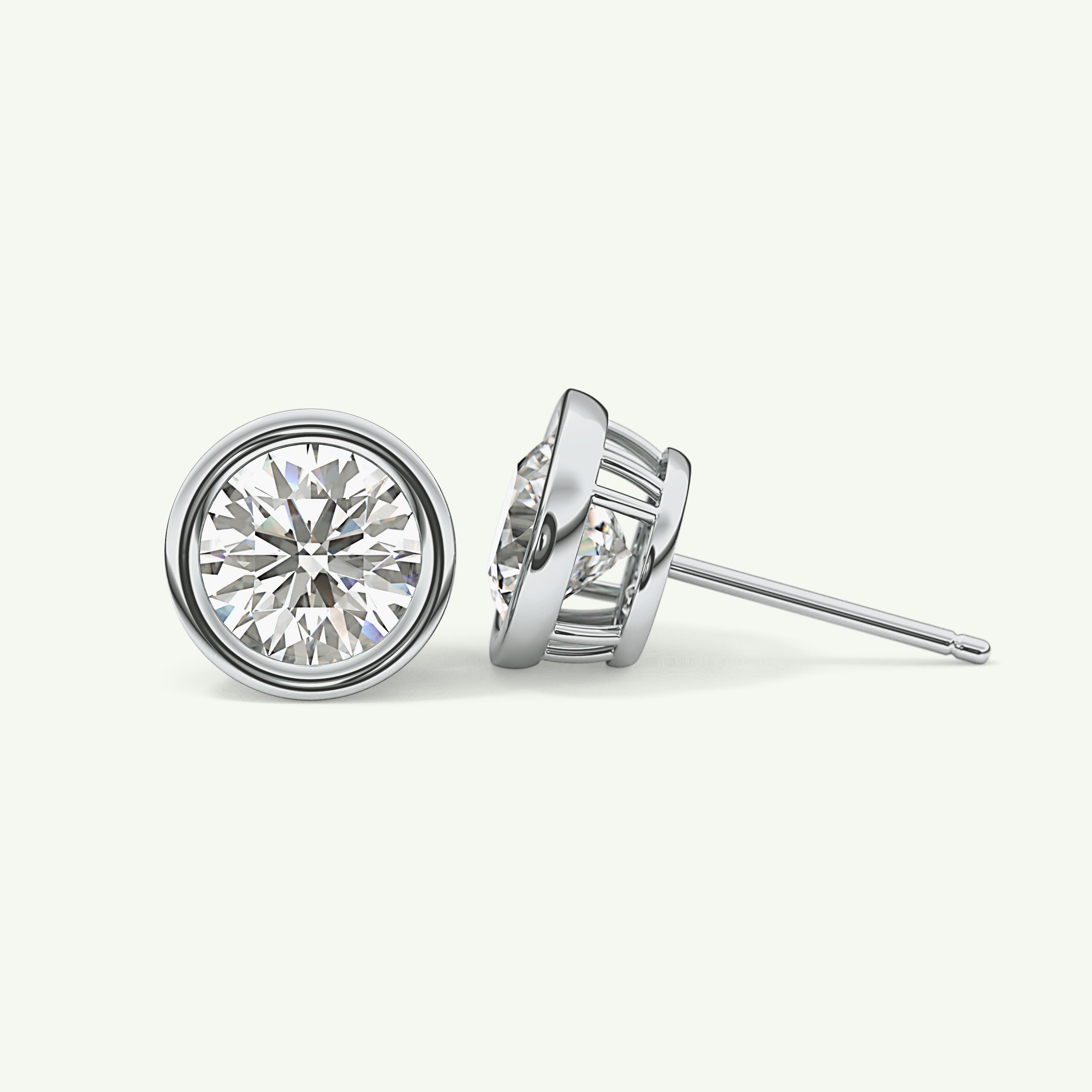 1 TCW Round Bezel Lab-Grown Diamond Stud Earrings 18