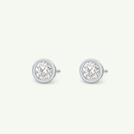 1 TCW Round Bezel Lab-Grown Diamond Stud Earrings 20