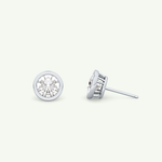 1 TCW Round Bezel Lab-Grown Diamond Stud Earrings 21