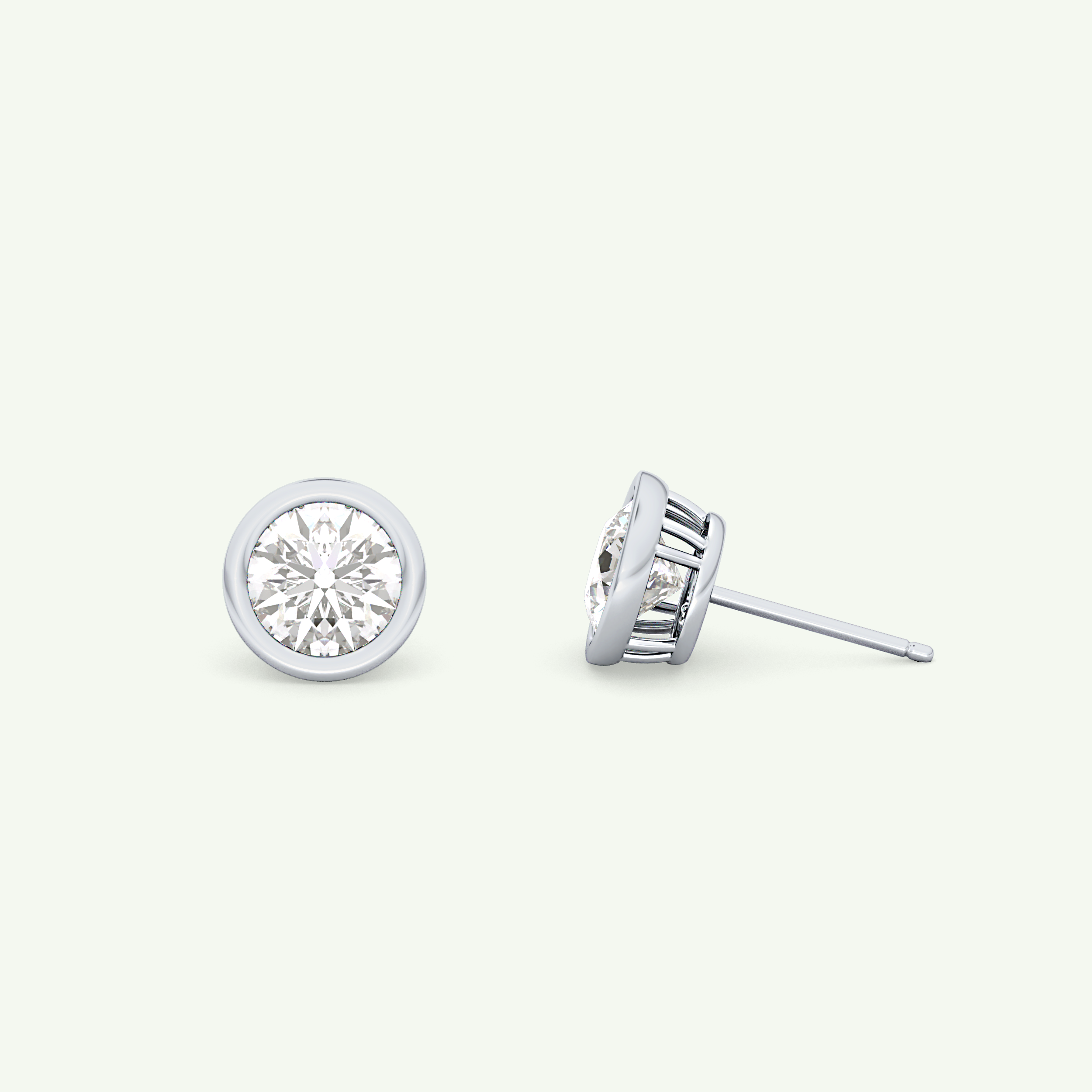 1 TCW Round Bezel Lab-Grown Diamond Stud Earrings 21