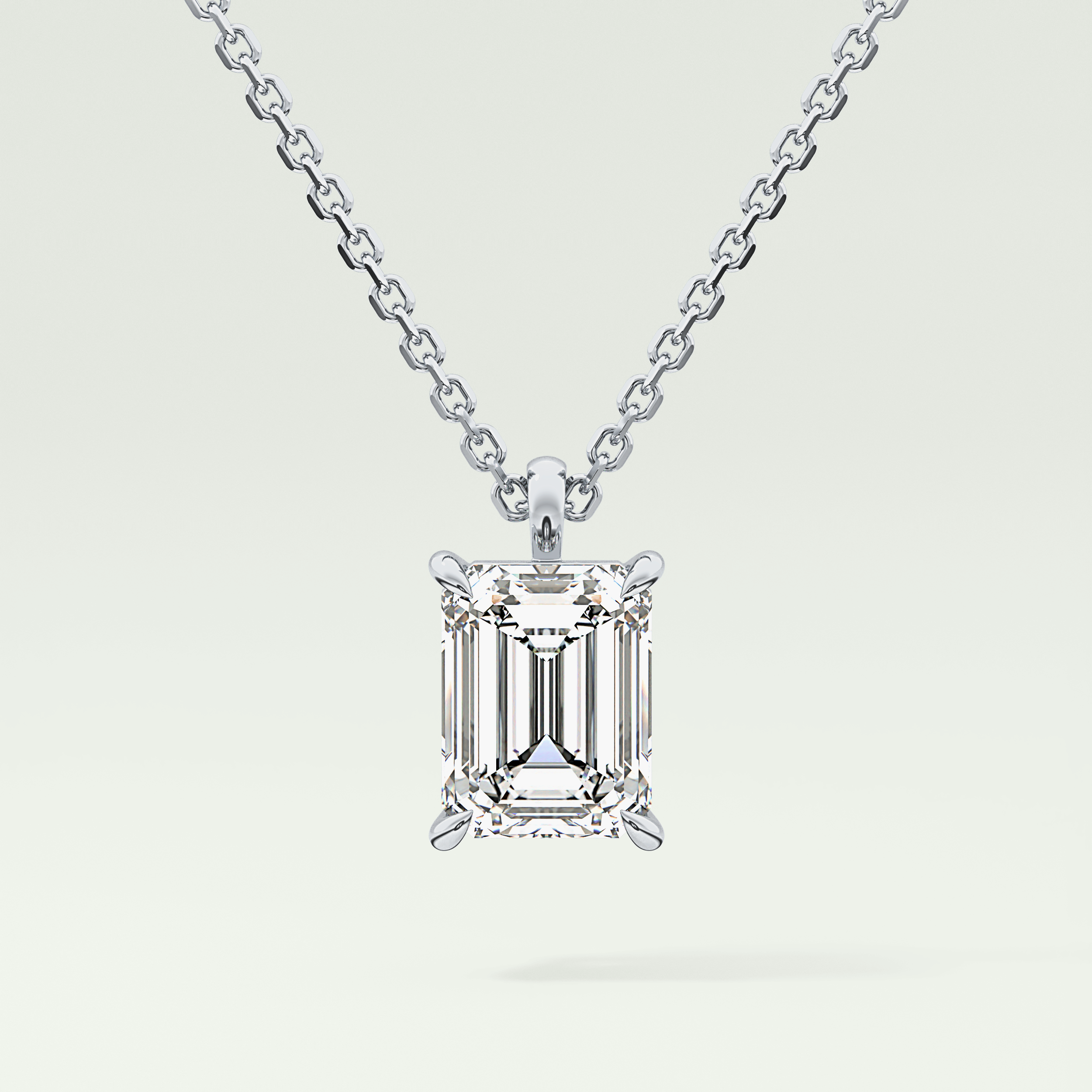 2 CT Emerald Lab-Grown April-Diamond Solitaire Birthstone Necklace 9