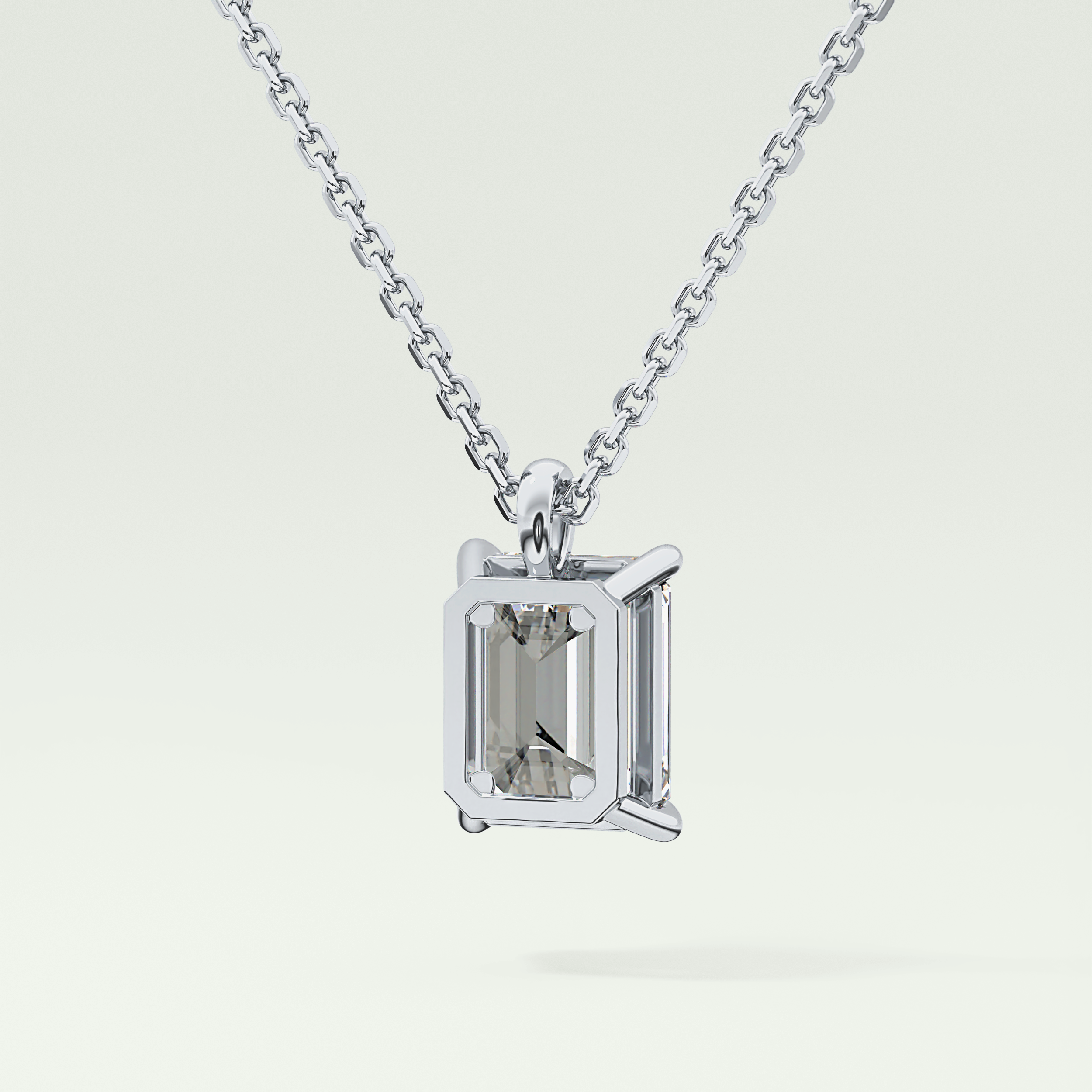 2 CT Emerald Lab-Grown April-Diamond Solitaire Birthstone Necklace 12