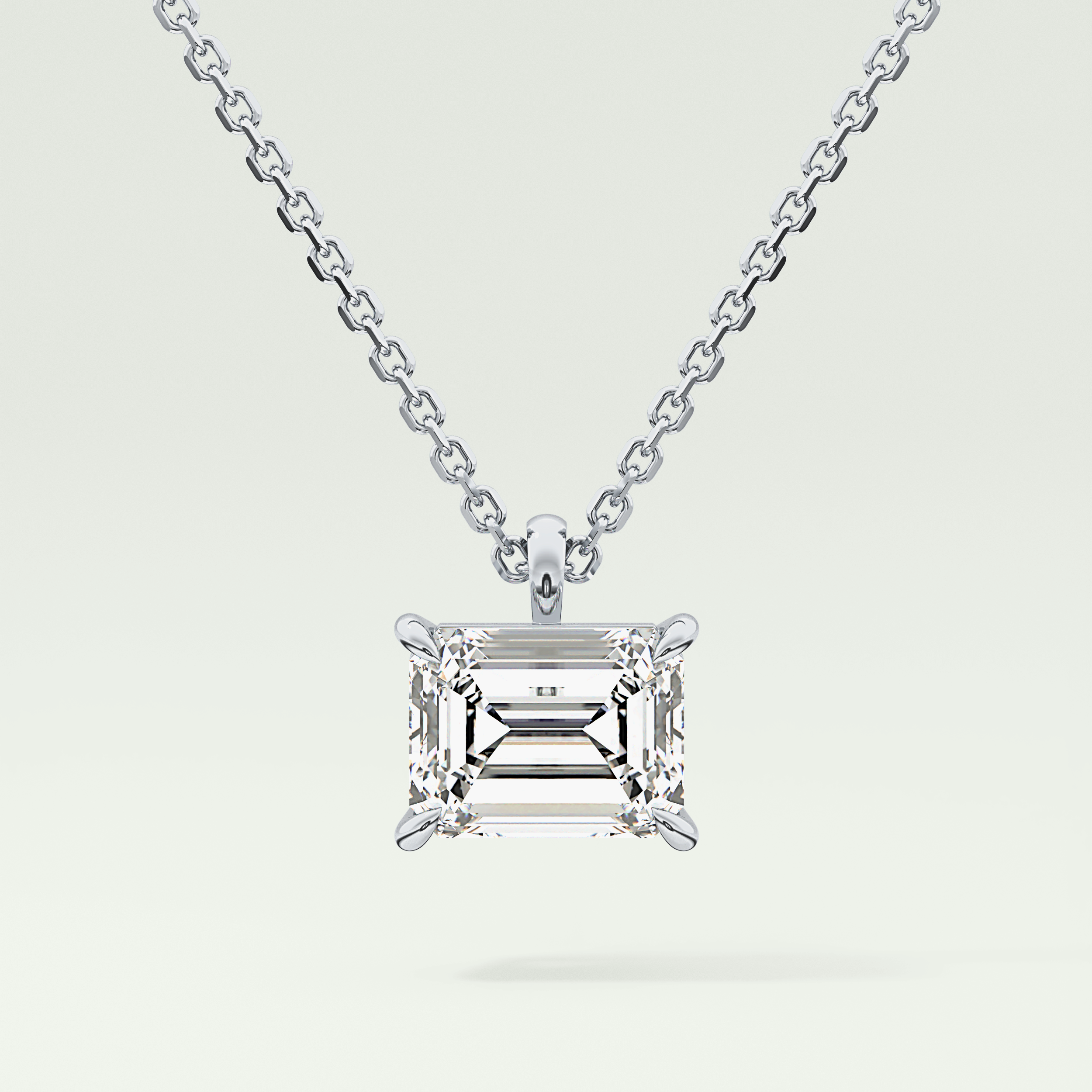 Elegant 2 CT Emerald Lab-Grown Diamond Solitaire Necklace