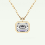 Elegant 2 CT Emerald Lab-Grown Diamond Solitaire & Bezel Necklace 1