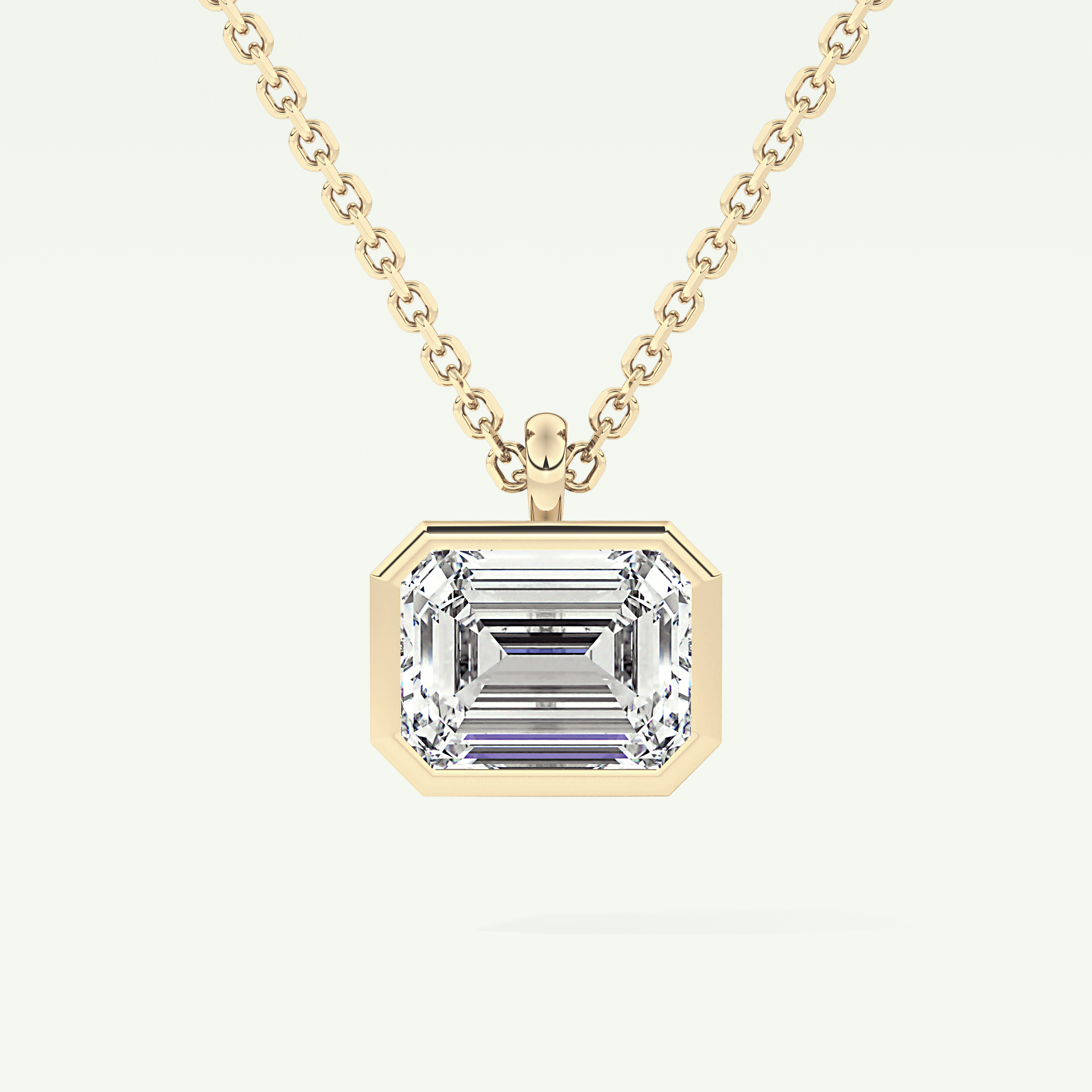 Elegant 2 CT Emerald Lab-Grown Diamond Solitaire & Bezel Necklace 1