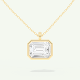 0.5-2 CT Emerald Lab-Grown Diamond Solitaire & Bezel Necklace
