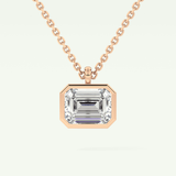 Elegant 2 CT Emerald Lab-Grown Diamond Solitaire & Bezel Necklace 7